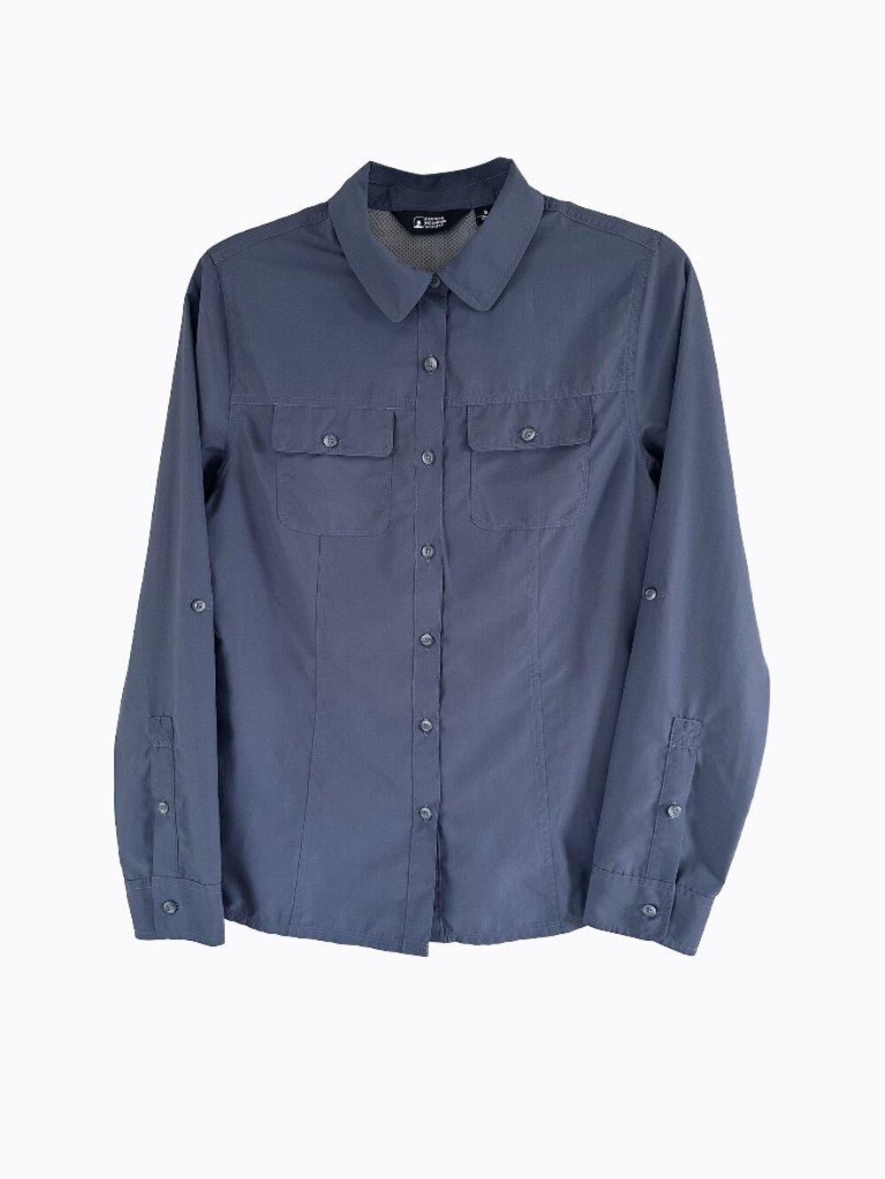 EMS Hiking Shirt S Blue Tech Snap Button Zip Pocket Performance Gorpcore Utility